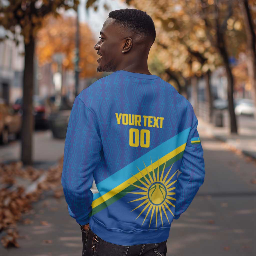 Afro Basketball Custom Rwanda Sweatshirt Go Champions Imigongo Folk Pattern - African Pride