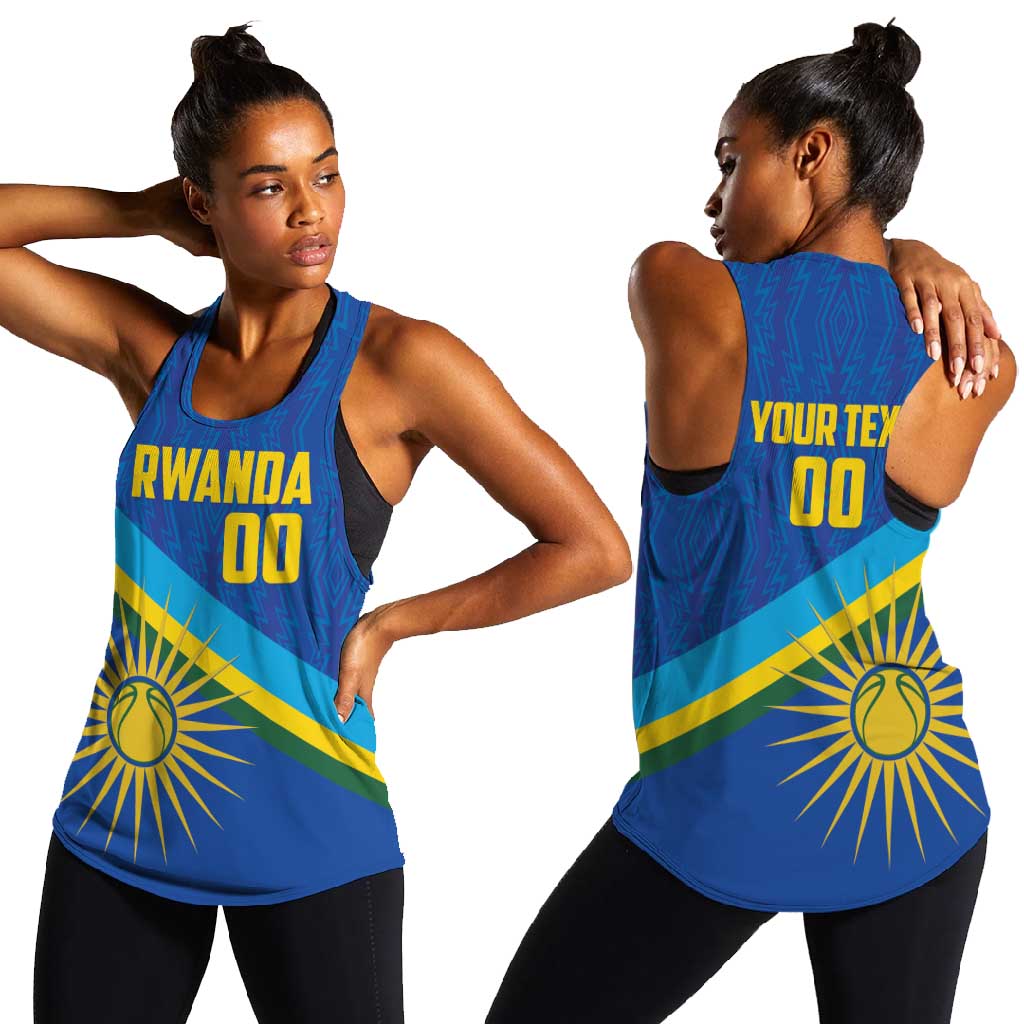 Afro Basketball Custom Rwanda Women Racerback Tank Go Champions Imigongo Folk Pattern - African Pride