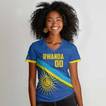 Afro Basketball Custom Rwanda Women V-Neck T-Shirt Go Champions Imigongo Folk Pattern - African Pride