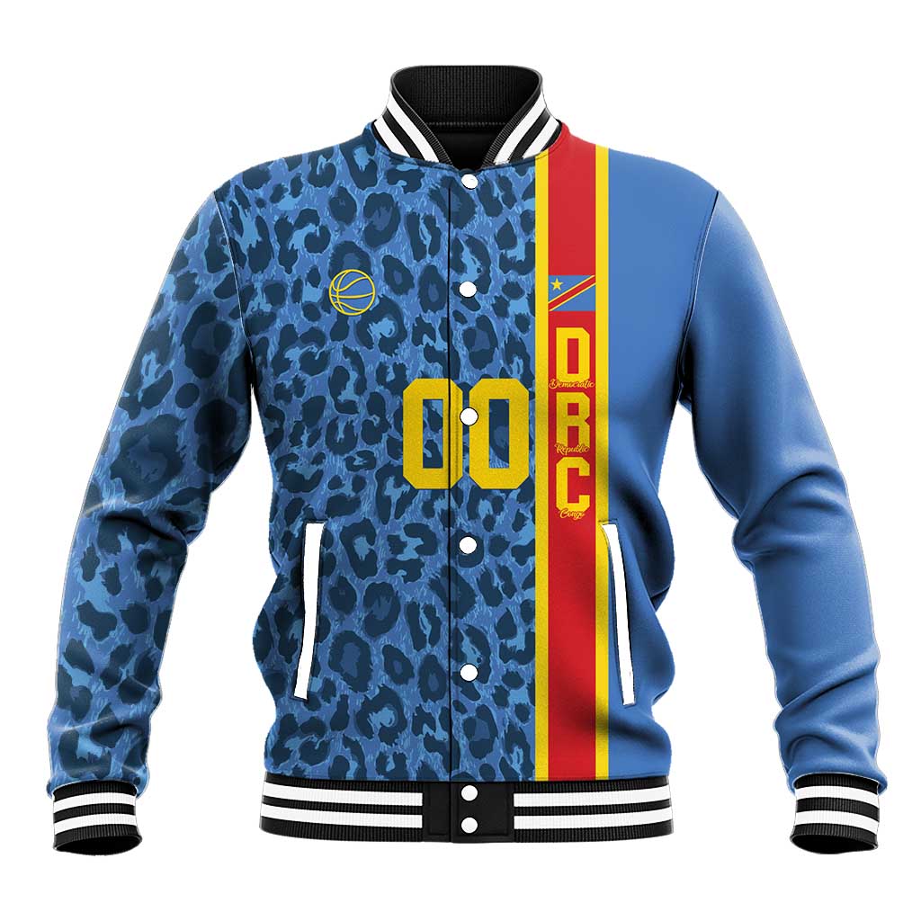 Afro Basketball Custom DR Congo Baseball Jacket Come On Leopards Skin Pattern - African Pride