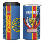 Afro Basketball Custom DR Congo 4 in 1 Can Cooler Tumbler Come On Leopards Skin Pattern - African Pride