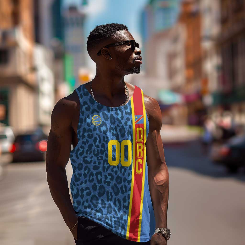 Afro Basketball Custom DR Congo Men Tank Top Come On Leopards Skin Pattern - African Pride