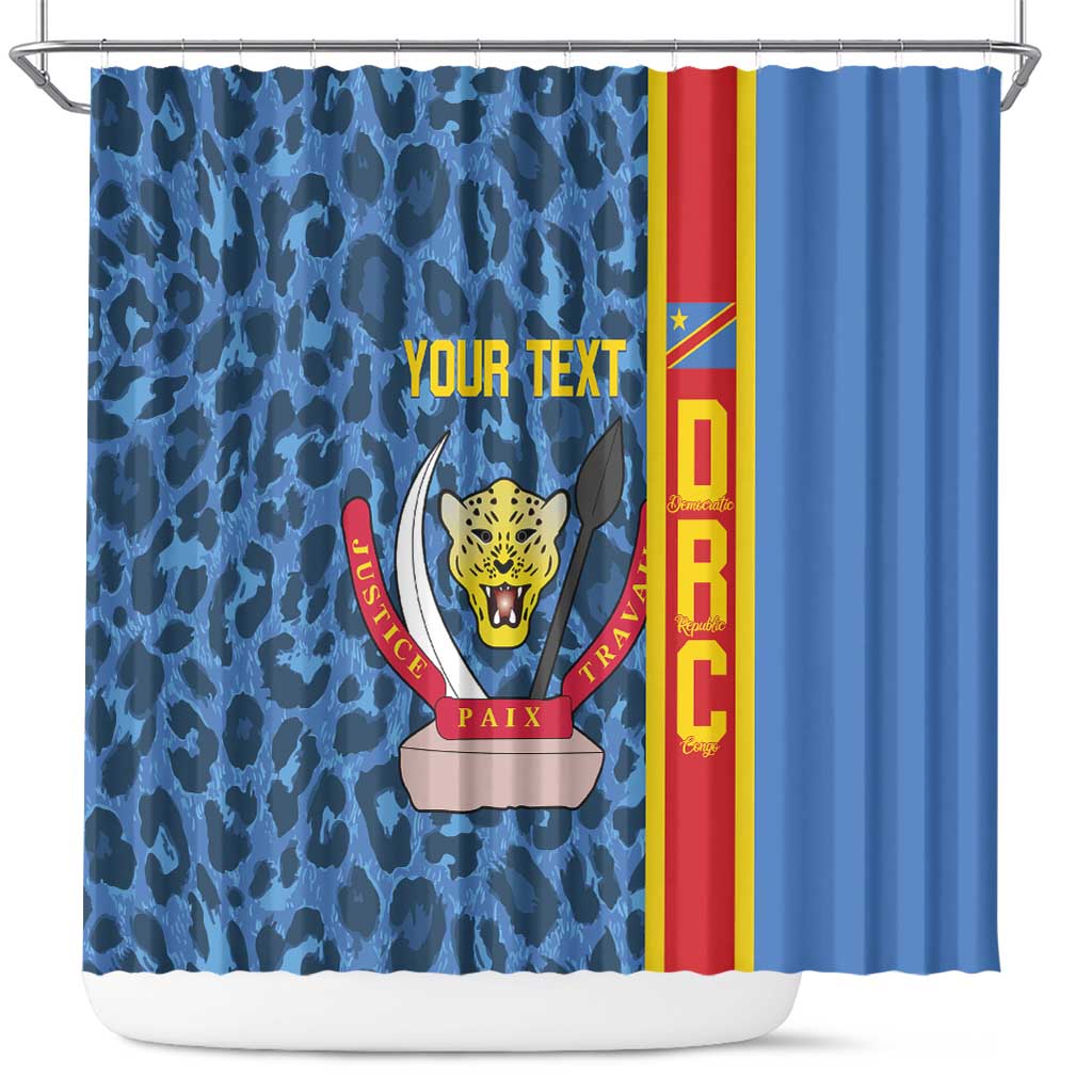 Afro Basketball Custom DR Congo Shower Curtain Come On Leopards Skin Pattern - African Pride