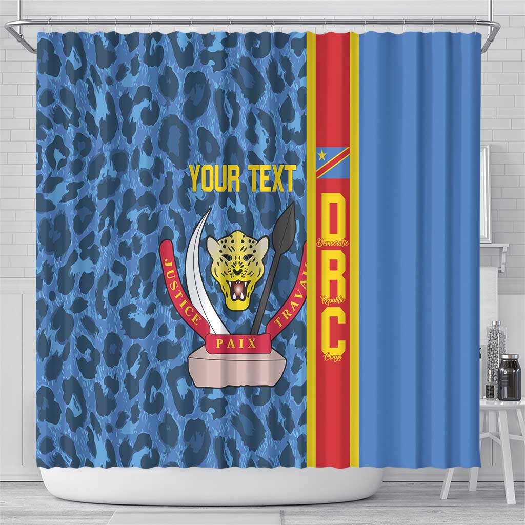 Afro Basketball Custom DR Congo Shower Curtain Come On Leopards Skin Pattern - African Pride