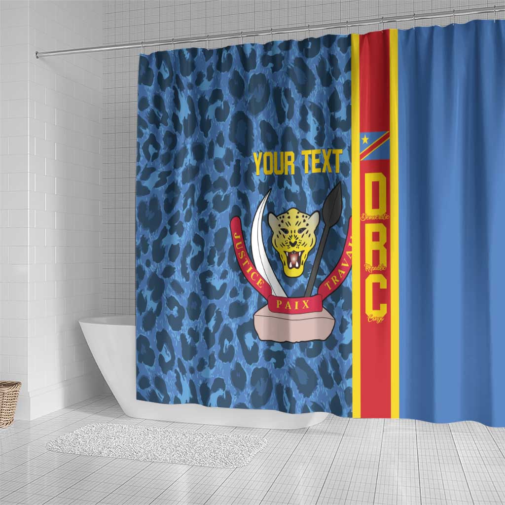 Afro Basketball Custom DR Congo Shower Curtain Come On Leopards Skin Pattern - African Pride