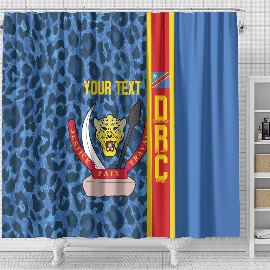 Afro Basketball Custom DR Congo Shower Curtain Come On Leopards Skin Pattern - African Pride