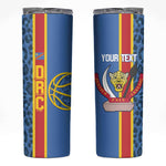 Afro Basketball Custom DR Congo Skinny Tumbler Come On Leopards Skin Pattern - African Pride