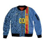 Afro Basketball Custom DR Congo Sleeve Zip Bomber Jacket Come On Leopards Skin Pattern - African Pride