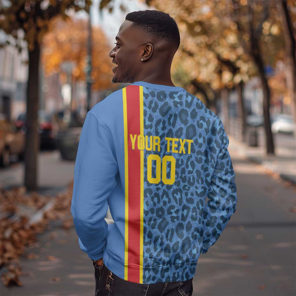 Afro Basketball Custom DR Congo Sweatshirt Come On Leopards Skin Pattern - African Pride