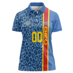 Afro Basketball Custom DR Congo Women Polo Shirt Come On Leopards Skin Pattern - African Pride