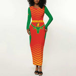 Afro Basketball Custom Madagascar Long Sleeve Bodycon Dress Come On Angel Manzano - African Pride
