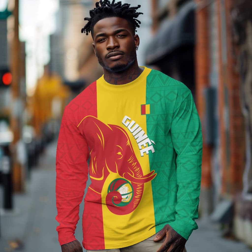 Afro Basketball Custom Guinea Long Sleeve Shirt Syli Nationale African Pattern - African Pride
