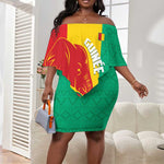 Afro Basketball Custom Guinea Off Shoulder Short Dress Syli Nationale African Pattern - African Pride
