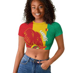 Afro Basketball Custom Guinea Raglan Cropped T shirt Syli Nationale African Pattern - African Pride