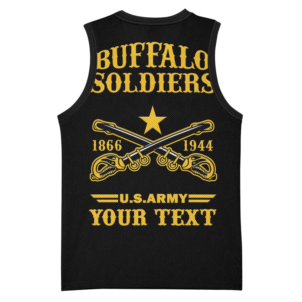 Personalized Afro Buffalo Soldiers Basketball Jersey BSMC United States Army Black - African Pride