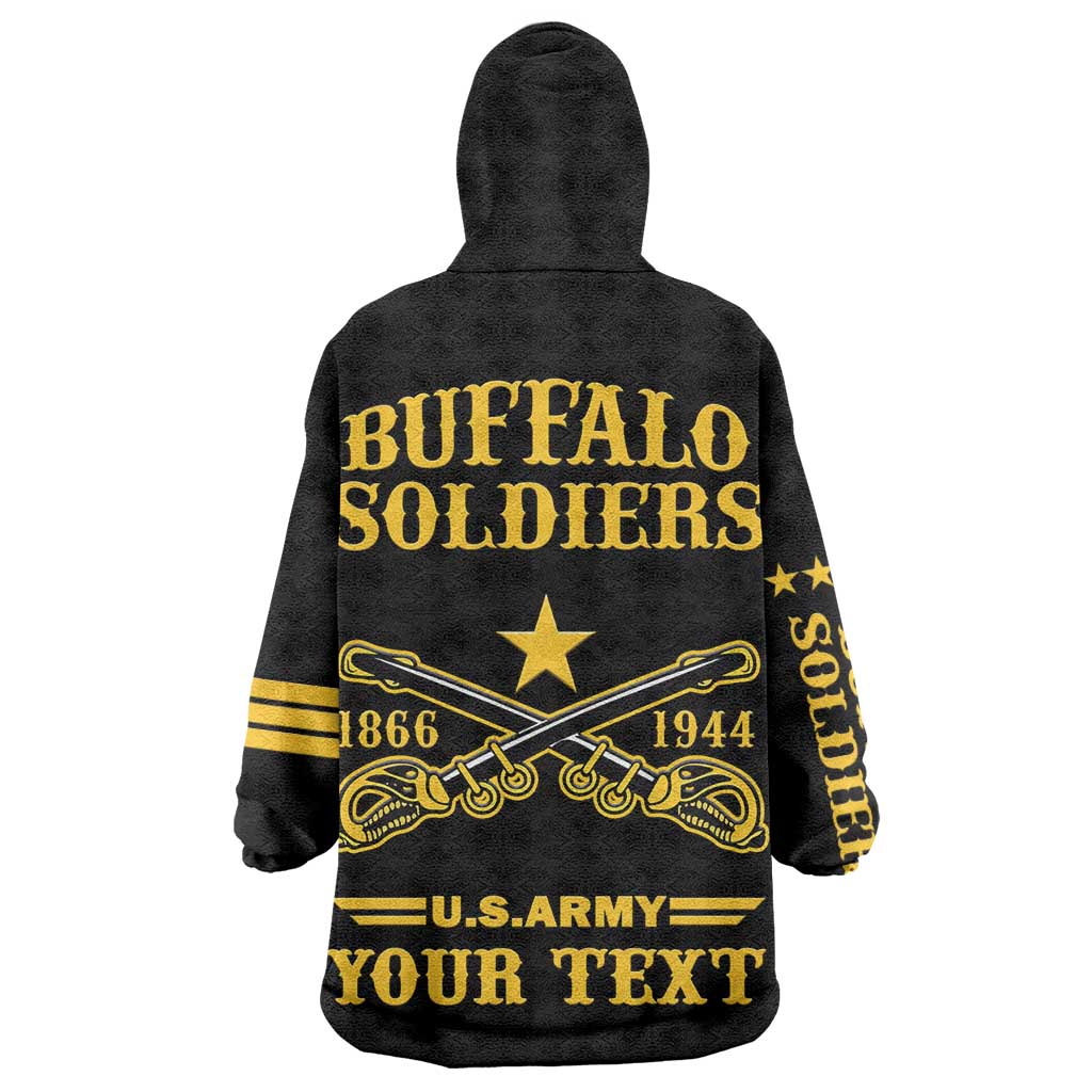 Personalized Afro Buffalo Soldiers KId Wearable Blanket Hoodie BSMC United States Army Black