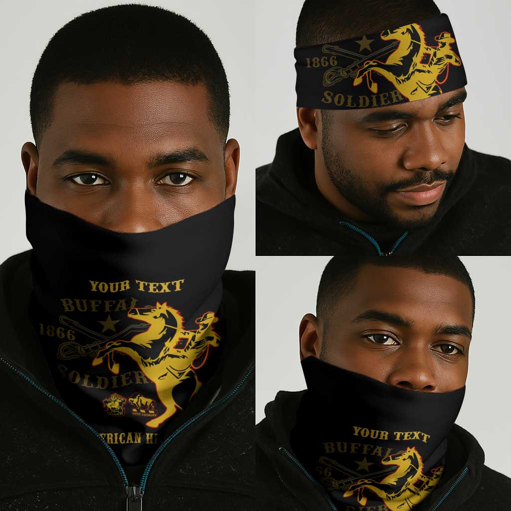 Personalized Afro Buffalo Soldiers Neck Gaiter BSMC United States Army Black LT14