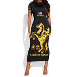 Personalized Afro Buffalo Soldiers Short Sleeve Bodycon Dress BSMC United States Army Black LT14