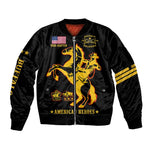 Personalized Afro Buffalo Soldiers Sleeve Zip Bomber Jacket BSMC United States Army Black