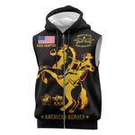 Personalized Afro Buffalo Soldiers Sleeveless Zip Hoodie BSMC United States Army Black - African Pride