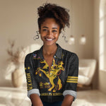 Personalized Afro Buffalo Soldiers Women Casual Shirt BSMC United States Army Black LT14