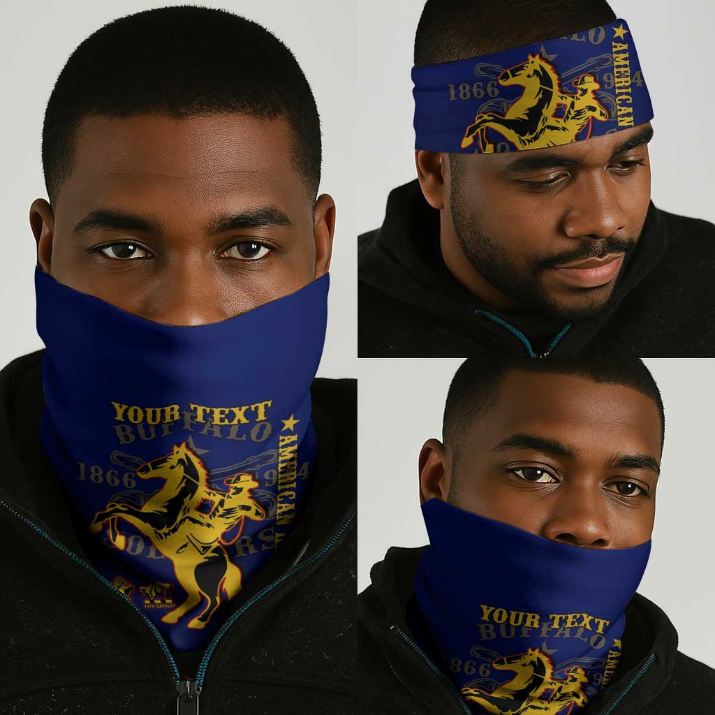 Personalized Afro Buffalo Soldiers Neck Gaiter BSMC United States Army Blue LT14