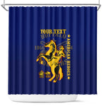 Personalized Afro Buffalo Soldiers Shower Curtain BSMC United States Army Blue