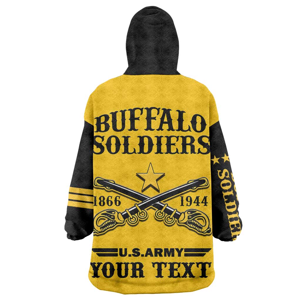 Personalized Afro Buffalo Soldiers KId Wearable Blanket Hoodie BSMC United States Army Yellow