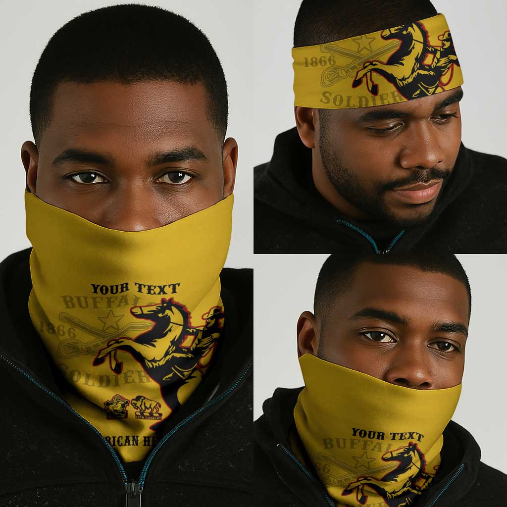 Personalized Afro Buffalo Soldiers Neck Gaiter BSMC United States Army Yellow LT14
