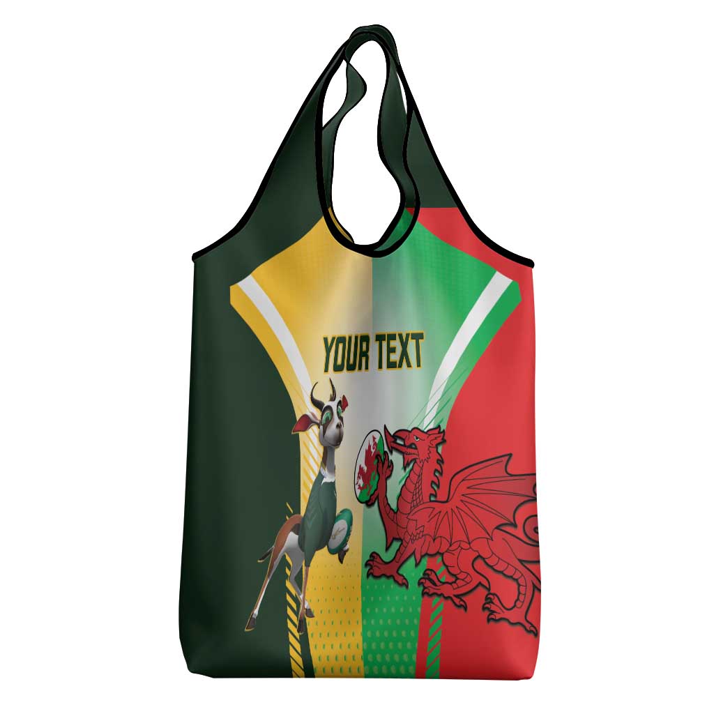 Custom South Africa And Wales Rugby Grocery Bag Springboks Welsh Mascots Dynamic Version