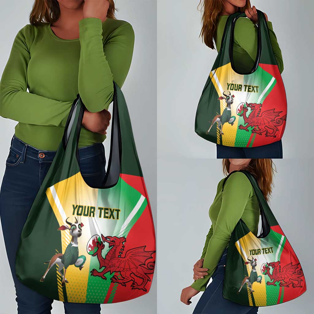 Custom South Africa And Wales Rugby Grocery Bag Springboks Welsh Mascots Dynamic Version