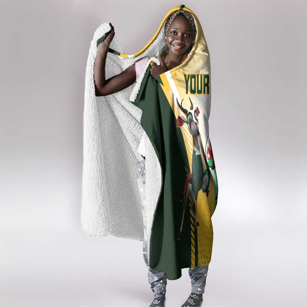 Custom South Africa And Wales Rugby Hooded Blanket Springboks Welsh Mascots Dynamic Version