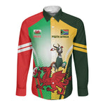 Custom South Africa And Wales Rugby Long Sleeve Button Shirt Springboks Welsh Mascots Dynamic Version