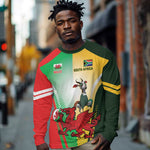 Custom South Africa And Wales Rugby Long Sleeve Shirt Springboks Welsh Mascots Dynamic Version LT14