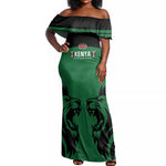 Custom Kenya Rugby Off Shoulder Maxi Dress 2024 Go Champions Simbas - Green