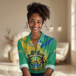 Presonalised Gabon Women Casual Shirt Coat Of Arms With Flag Gradient Style LT14