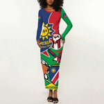 Namibia Independence Day Long Sleeve Bodycon Dress Coat Of Arms Curve Style LT14