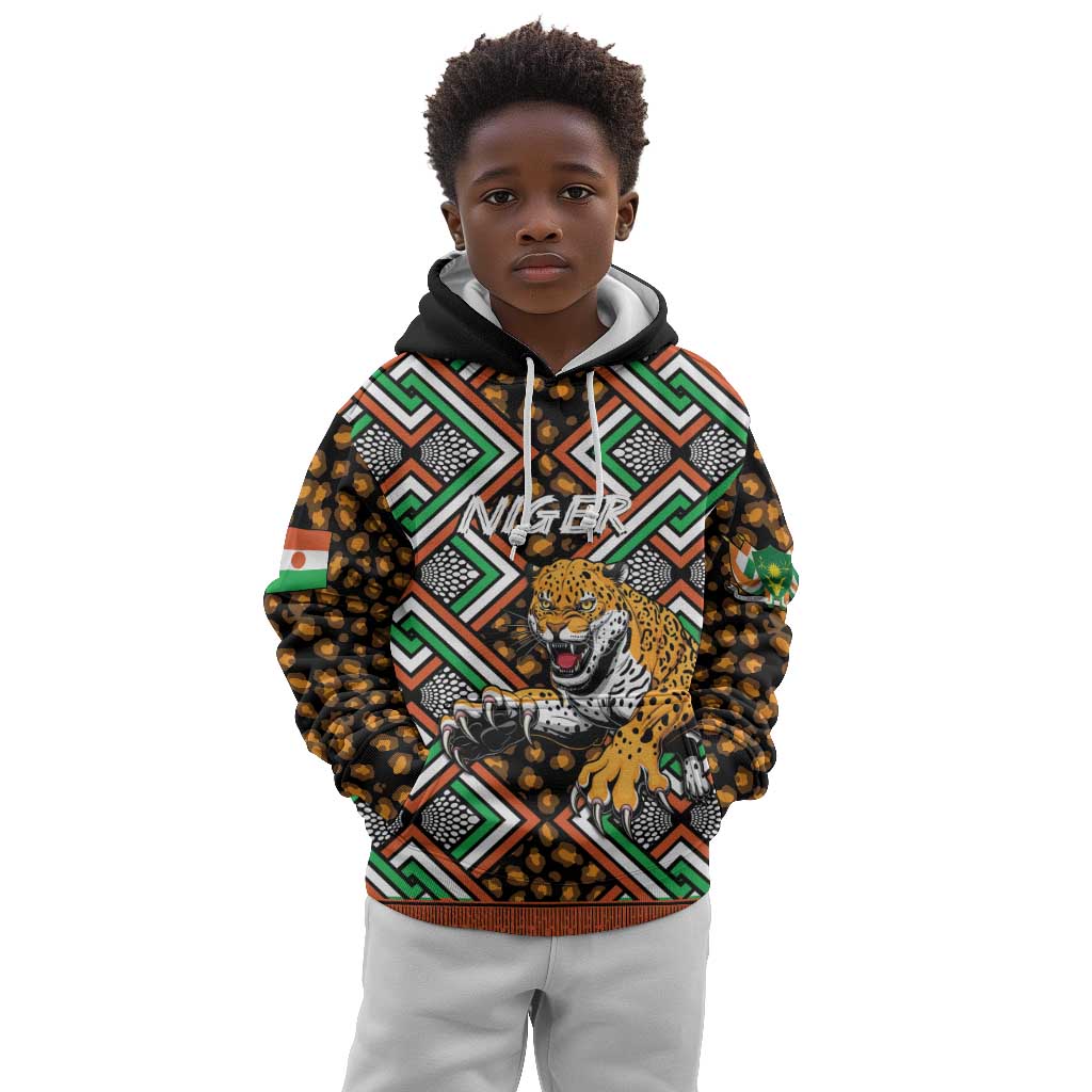 Personalized Afro Niger Kid Hoodie Leopard Ankara African Pattern