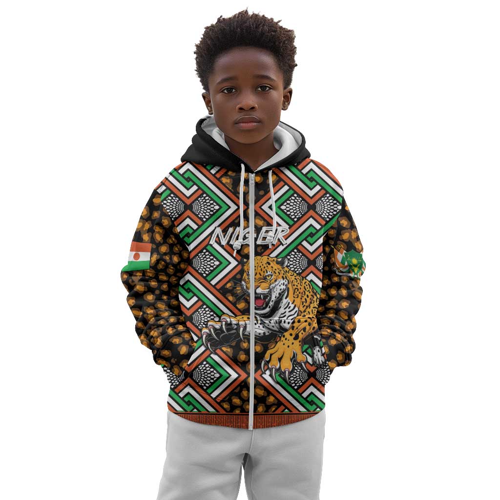 Personalized Afro Niger Kid Hoodie Leopard Ankara African Pattern