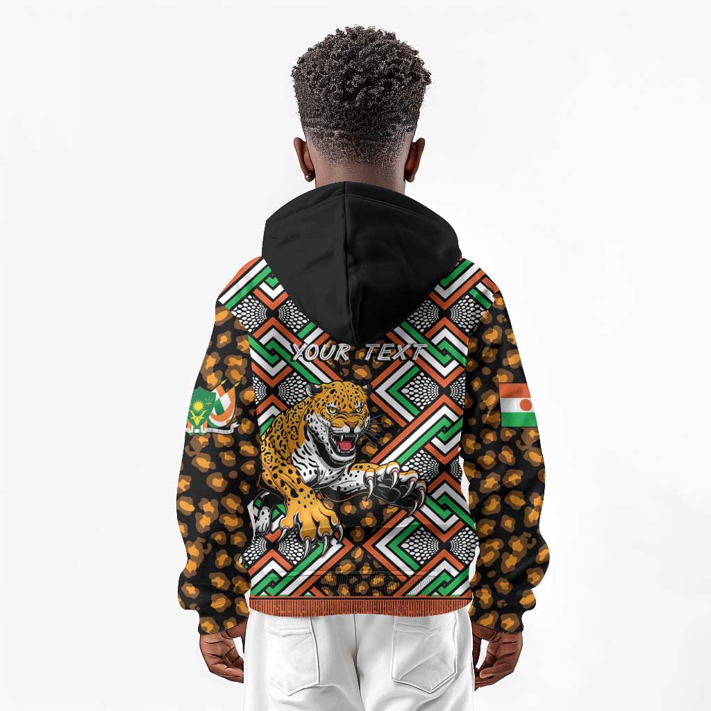 Personalized Afro Niger Kid Hoodie Leopard Ankara African Pattern