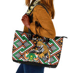 Personalized Afro Niger Leather Tote Bag Leopard Ankara African Pattern