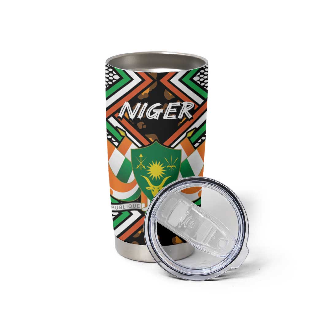 Personalized Afro Niger Tumbler Cup Leopard Ankara African Pattern