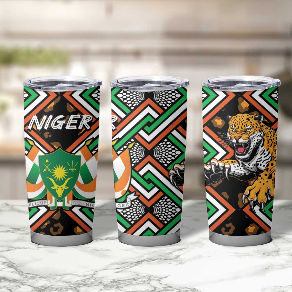 Personalized Afro Niger Tumbler Cup Leopard Ankara African Pattern