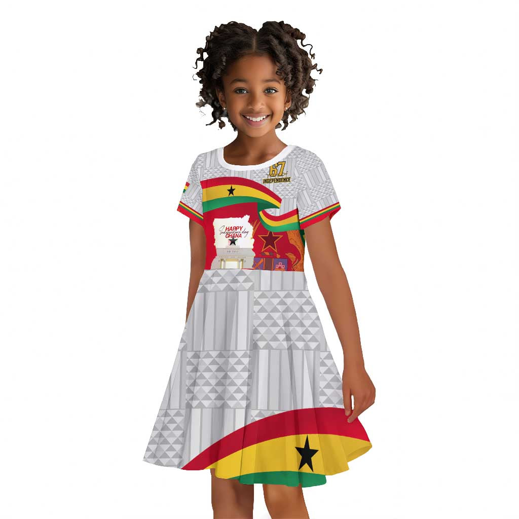 Ghana Independence Day Kid Short Sleeve Dress Gana Map Happy 67 Years Anniversary