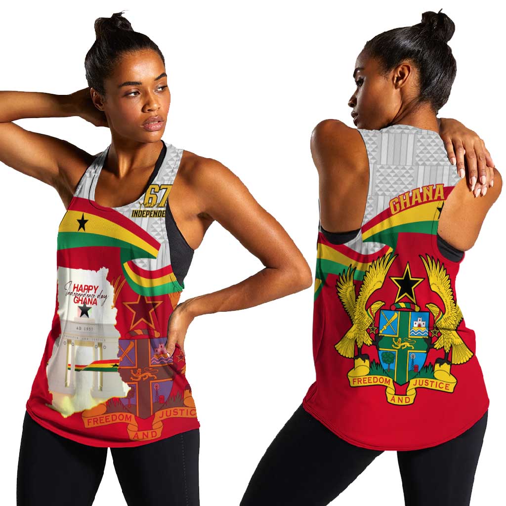 Ghana Independence Day Women Racerback Tank Gana Map Happy 67 Years Anniversary