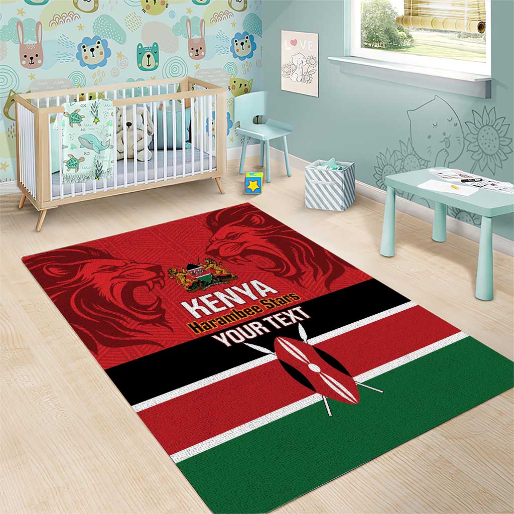 Custom Kenya Football Area Rug Go Harambee Stars African Pattern