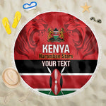 Custom Kenya Football Beach Blanket Go Harambee Stars African Pattern