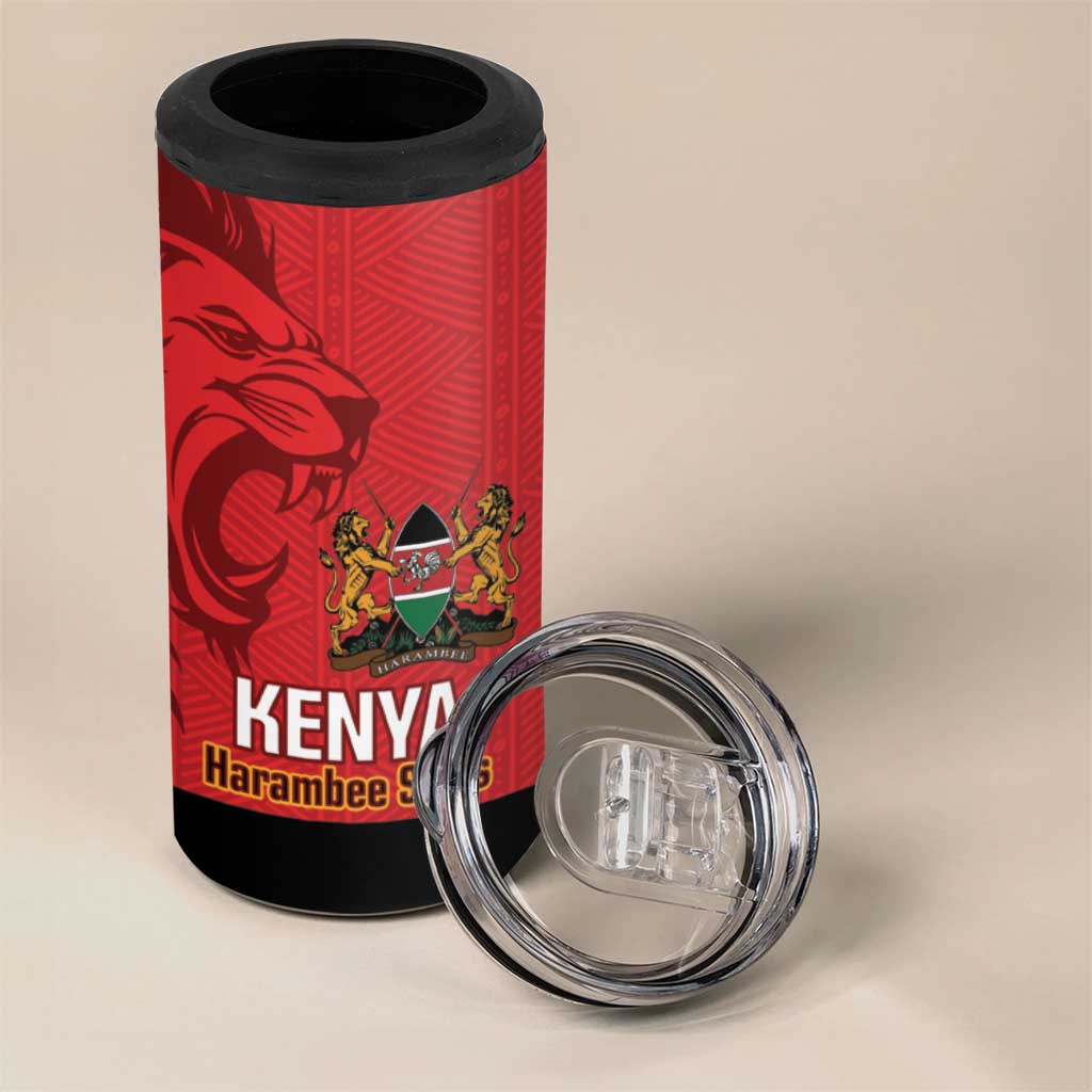 Custom Kenya Football 4 in 1 Can Cooler Tumbler Go Harambee Stars African Pattern