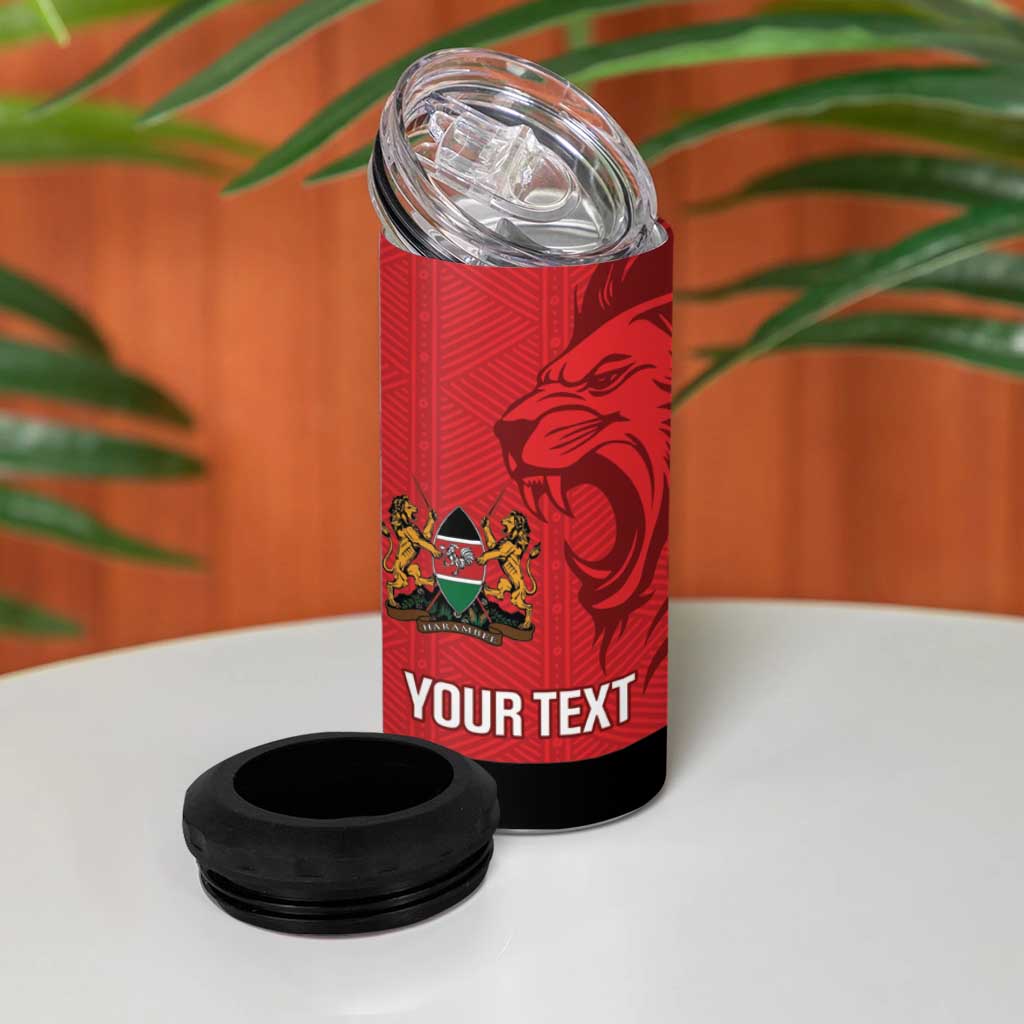 Custom Kenya Football 4 in 1 Can Cooler Tumbler Go Harambee Stars African Pattern