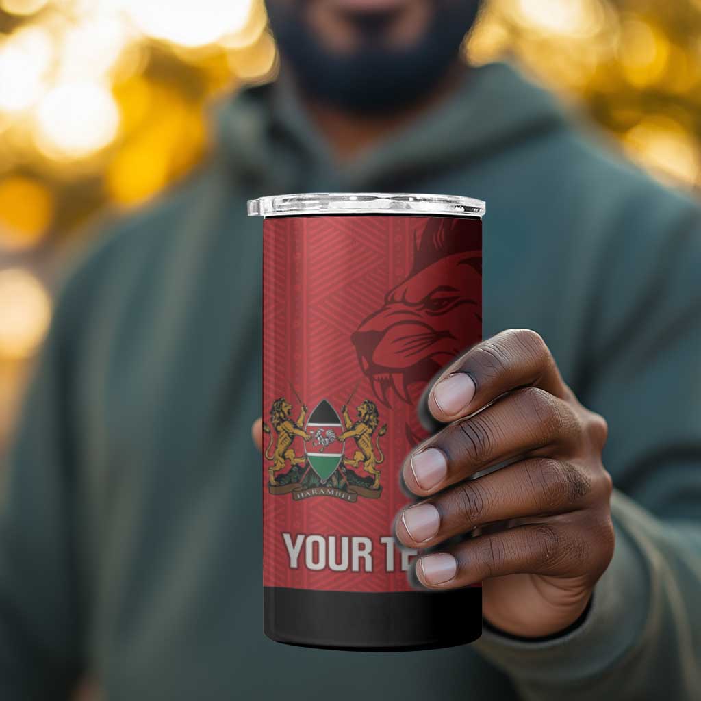 Custom Kenya Football 4 in 1 Can Cooler Tumbler Go Harambee Stars African Pattern